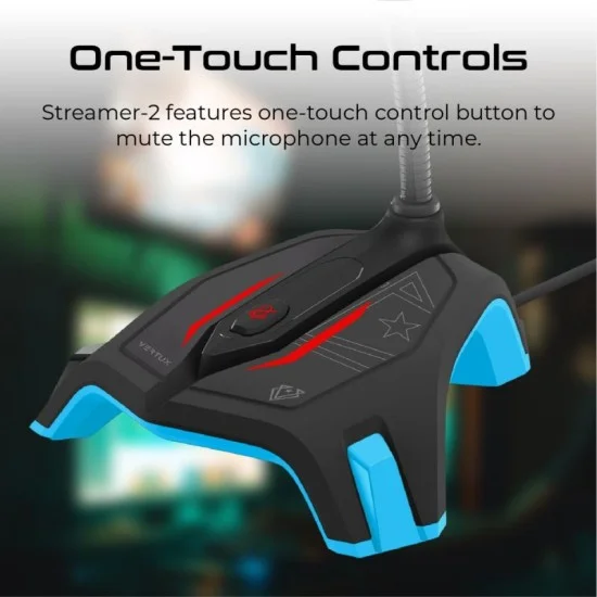 Vertux Streamer-2 Omni Directional Distortion Free Gaming Microphone Blue